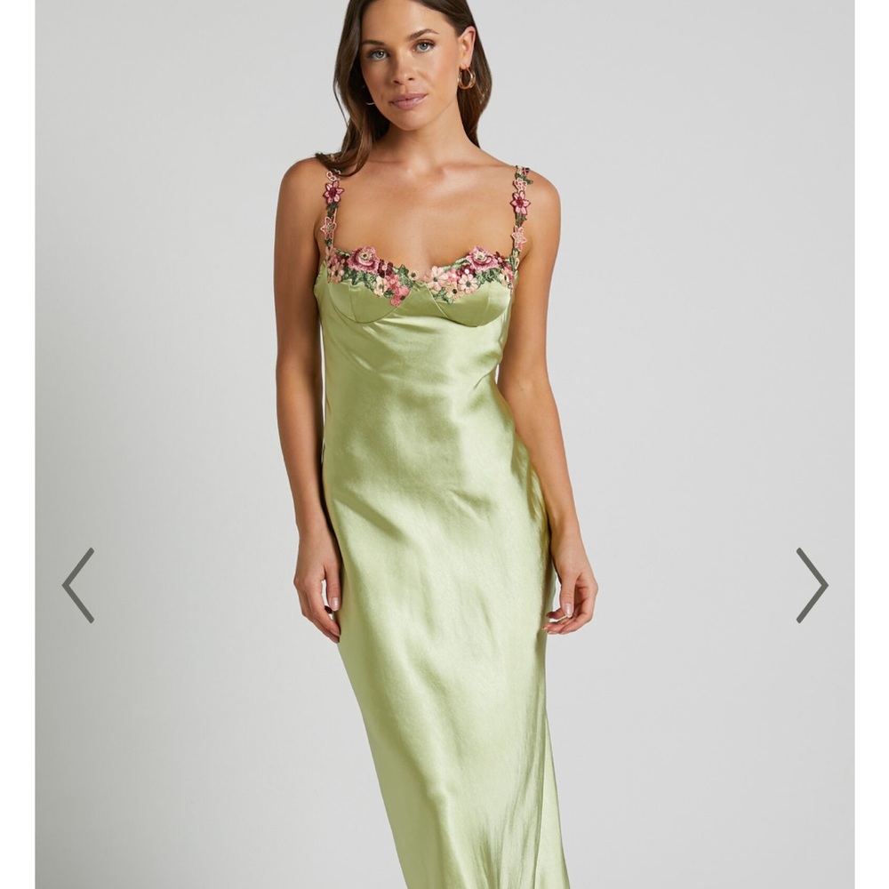 Showpo Harmony Midaxi Satin Dress in Citrus